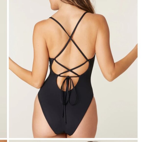 Andie Classic Black Crisscross One Piece - Picture 2 of 8